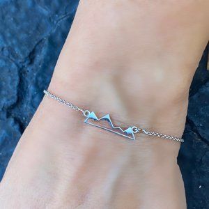 🎉NWT Full Circle Adjustable Slide Bead Box Chain Silver Mountain Adve Bracelet